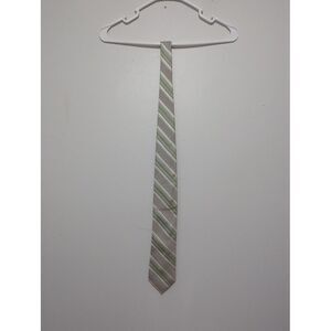 CK Calvin Klein 100% Silk Men's Striped Green Grey Tie